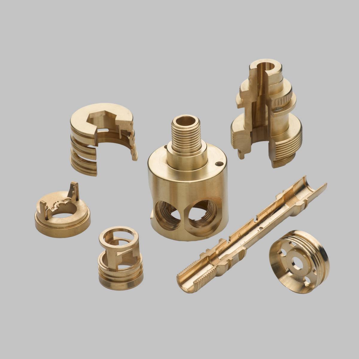 Turned components in brass